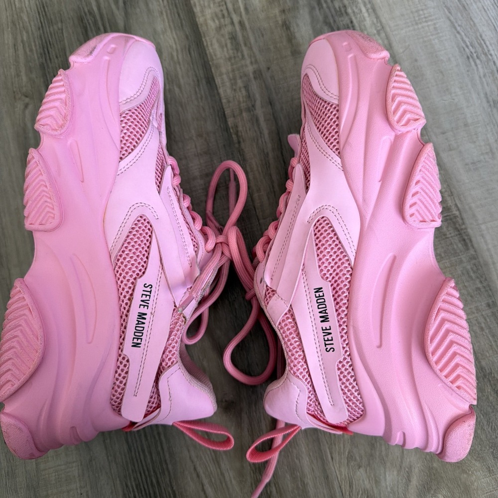Steve Madden Possession Chunky Sneakers PINK Neon Women's 7M Athletic Shoes Y2K - Picture 4 of 9